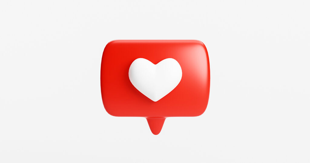 heart shape social media notification icon speech bubbles background 3d rendering
